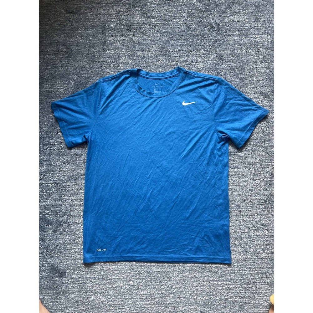 Nike Shirt Mens Large Blue Dri Fit Swoosh Short Sleeve